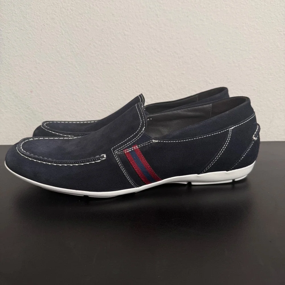 Bruno Magli Balestra Loafers Mens 11 M Navy Blue Suede Italian Slip On Shoes